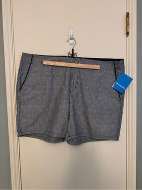 Columbia Light Blue Chambray Anchor-Print Shorts